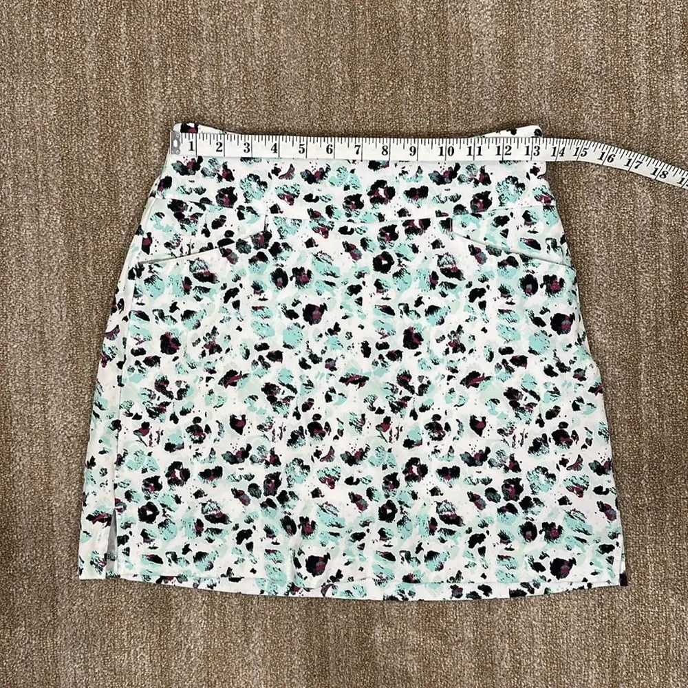 Lady Hagen Sea Glass Blue Leopard Print Golf Skort Performance Women Size Small